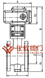 电动V型球阀外型尺寸图（法兰式）