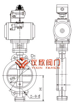 气动硬密封对夹蝶阀