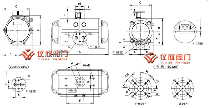 AT气动执行器尺寸图
