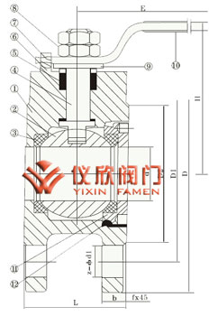 对夹球阀,结构图