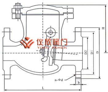 <strong>H44旋启式止回阀</strong>尺寸图